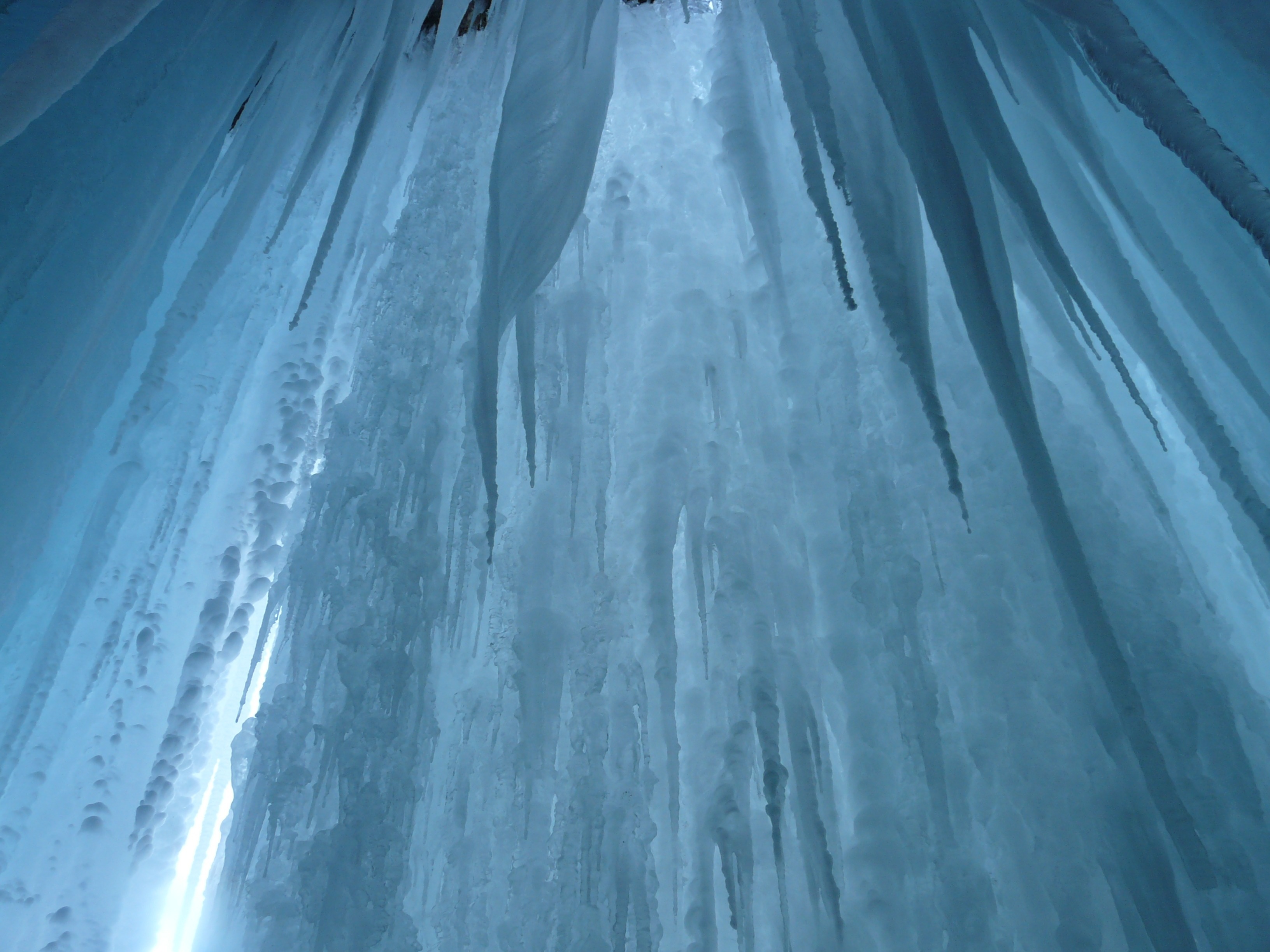 icicles hanging inside an ice cave