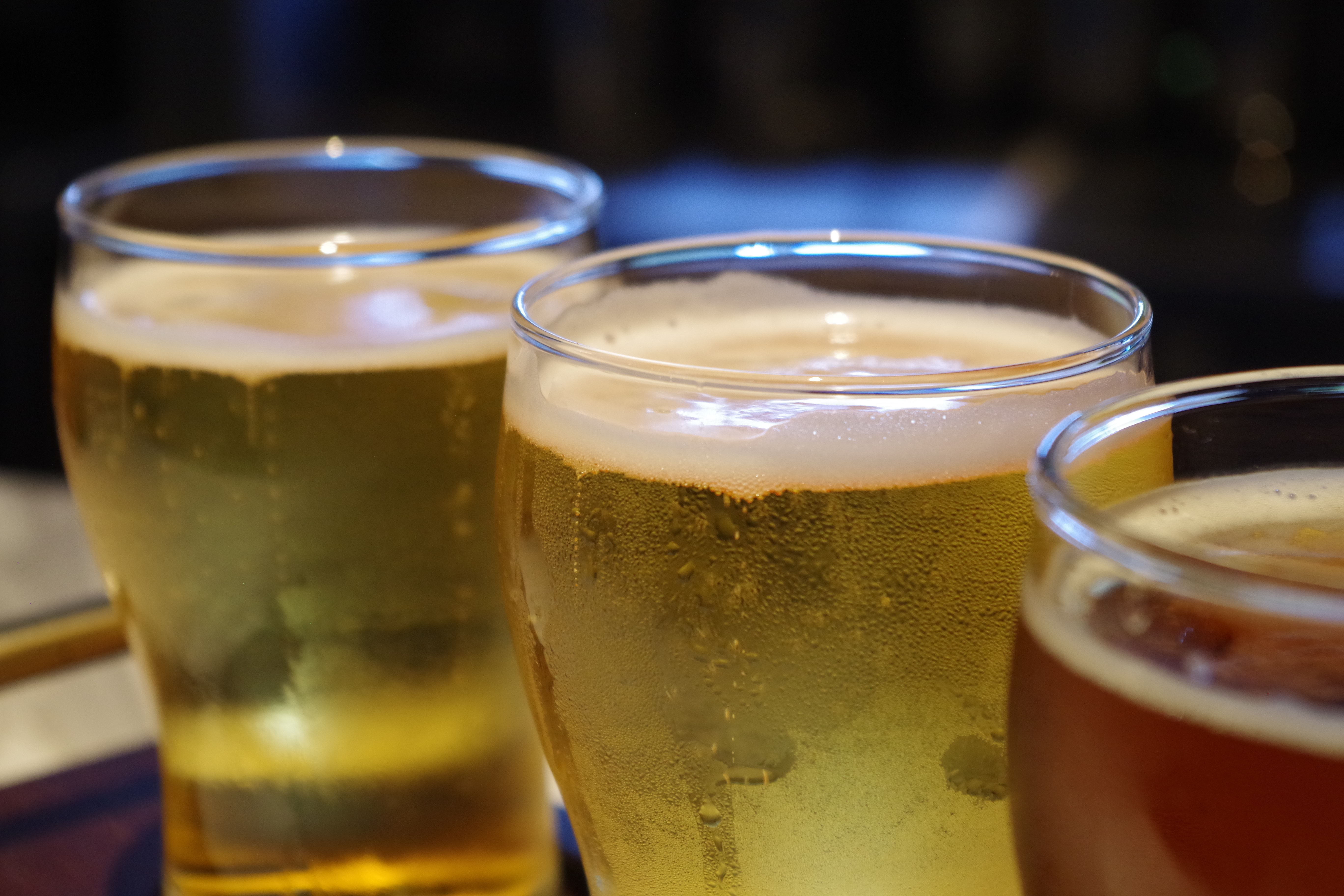 Light beer in pint glasses