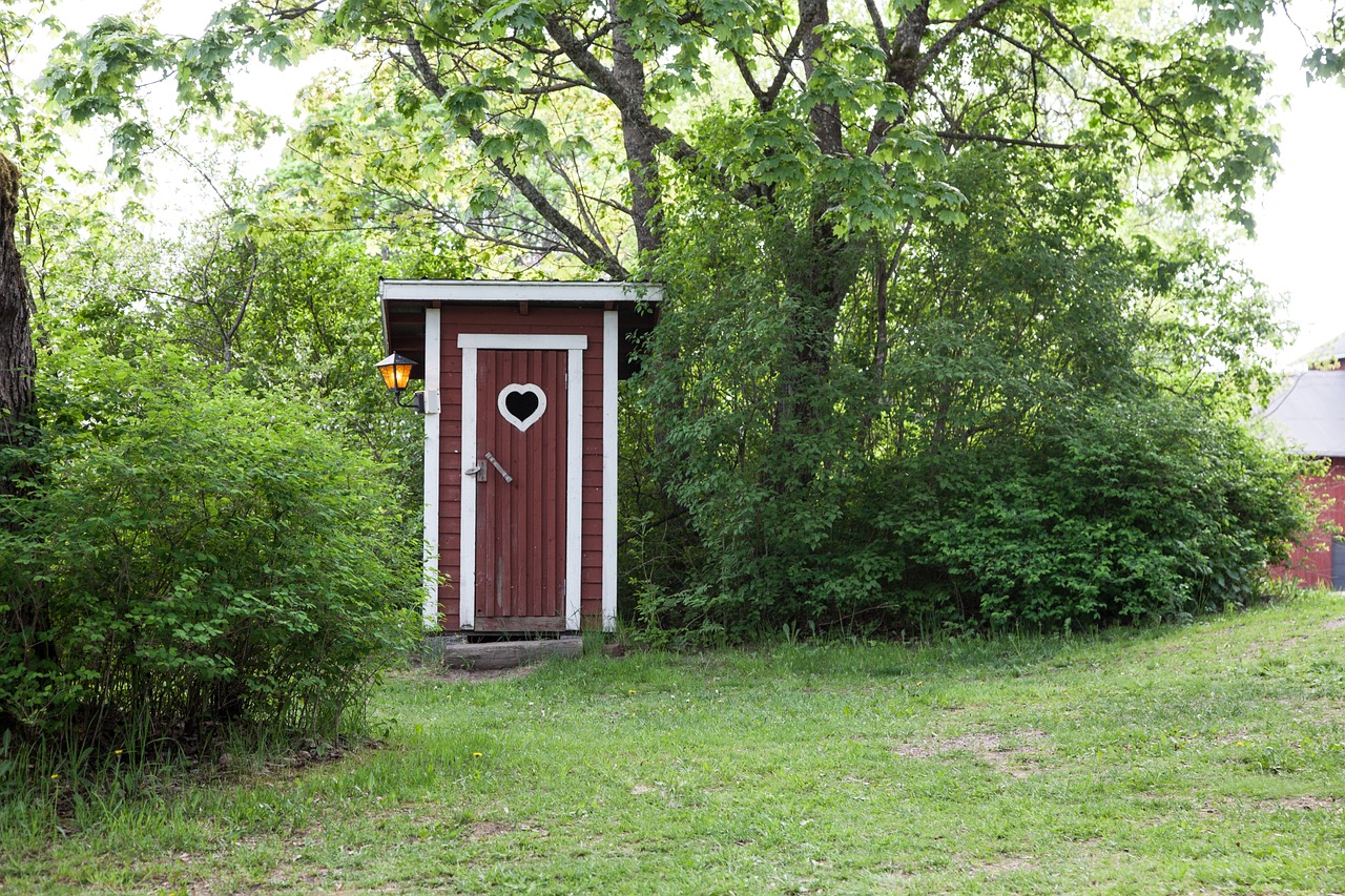 outhouse in a garden